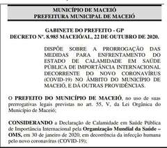 Decreto prorroga medidas de enfrentamento à Covid-19