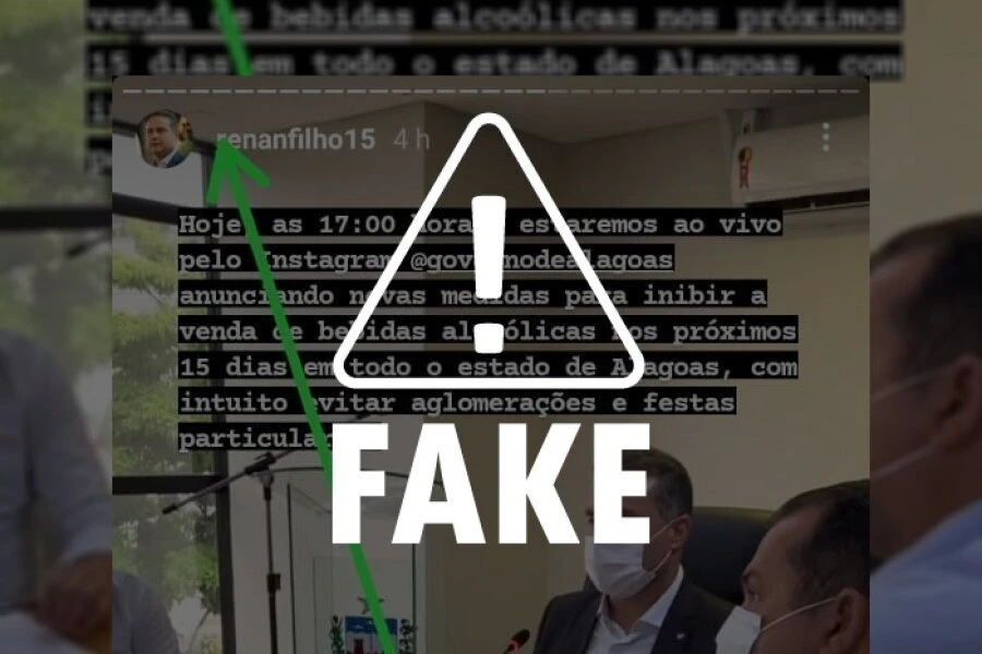 Renan Filho não fez publicação sobre proibição de venda de bebidas alcoólicas