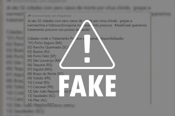É falso que cidades que usam tratamentos experimentais zeraram mortes por covid