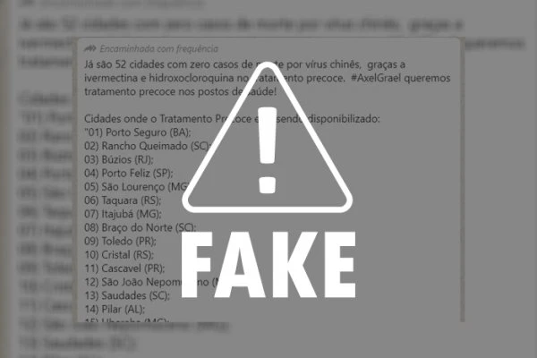 É falso que cidades que usam tratamentos experimentais zeraram mortes por covid