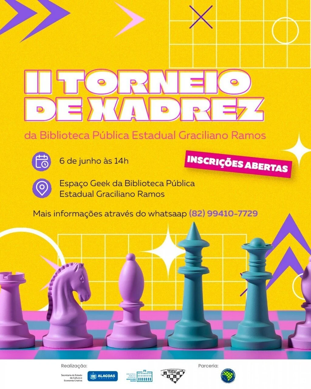 Secult promove II Torneio de Xadrez na Biblioteca Pública Estadual Graciliano Ramos